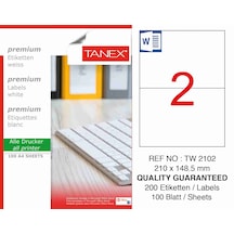 Tanex Laser Etiket 100 Yp 210X148.5 Laser-Copy-Inkjet  Tw-2102