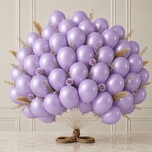 Lila Renk Lateks Metalik Balon 30 Cm - 50 Adet