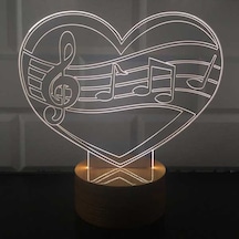 Müzik Aşkı Led Masa Lambası Ahşap Taban 7 Farklı Işık Renkli