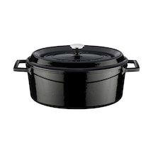 Signature Emailierten Dökme Demir Oval Dutch Oven 4 1/4 Quart, Obsidian Siyah, Dökme Demir, Obsidian Black, 4.