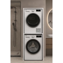 Atik No.1 Çamaşır Ve Kurutma Makinesi Dolabı 2 Katlı Banyo Düzenleyici Çok Amaçlı Makine Dolabı Beyaz