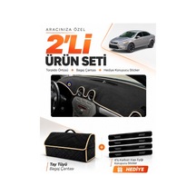 Ford Mondeo Mk4 2008-2014 Uyumlu Torpido Örtüsü + Tay Tüyü Bagaj Çantası + Sticker - Siyah Bej
