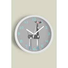Sevimli Zürafa Çizimli Çocuk Odası Duvar Saati - 30cm - Önü Camlı Beyaz Kasa - Sessiz Mekanizma-jh1023 Beyaz