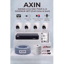 4 Kameralı Dome Full Color Sesli Güvenlik Kamera Seti - Mikrofonlu, 2.8mm Geniş Açı, 500 Gb Hdd, Akıllı Çift Işık - Gece Renkli