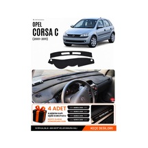 Opel Corsa C 2001-2011 Uyumlu Torpido Koruma, Torpido Örtüsü, Torpido Kılıfı - Siyah - Op007