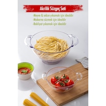 Akrilik Şeffaf 2 Li Süzgeç Seti Makarna & Pirinç Süzgeci Çok Renkli