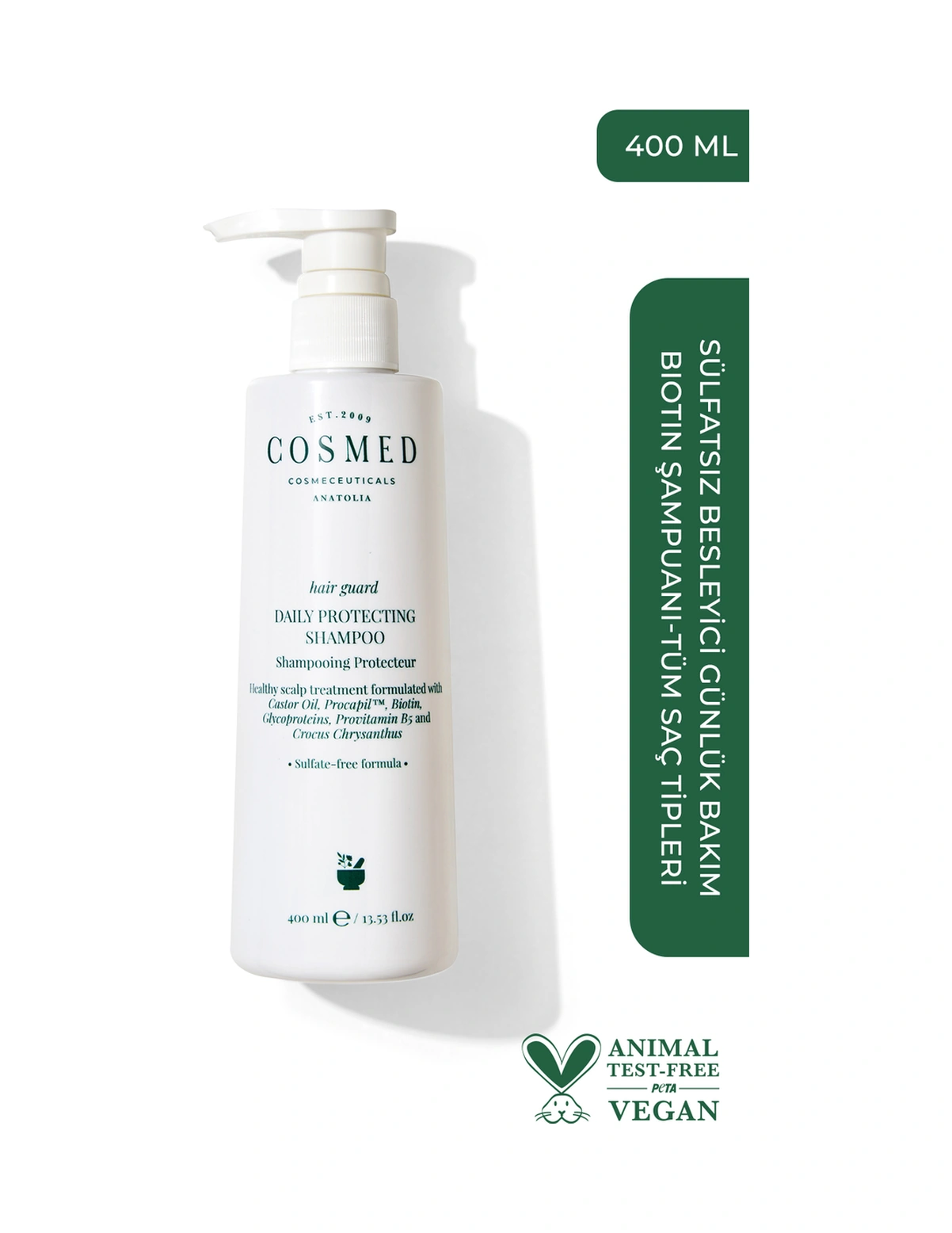 Cosmed Sülfatsız Besleyici Günlük Bakım Biotin Şampuanı - Tüm Saç Tipleri - Daily Protecting Shampoo - 400 ml