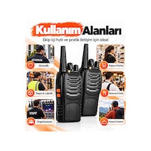 16 Kanallı El Telsizi 2 Li Set 1500 Mah Şarjlı Batarya Uhf 400 470 Mhz Led El Fenerli
