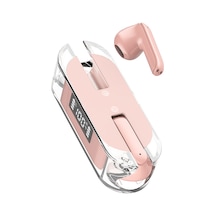 Shineyee Tm50 Yarı Kulak İçi Bluetooth 5.3 Kulaklık, 120 Saat Bekleme Süresi, Şeffaf Şarj Kutusu, Pembe