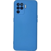 Oppo Reno 5 Lite Kılıf Nano İçi Kadife Silikon - Mavi Düz Renkli