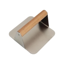 Devmeer Kare Smash Burger Presi,12 Cm,3 Mm 304 Paslanmaz Çelik Burger Presi, Ahşap Saplı, Ağır Hizmet Burger Şutu Çok Renkli