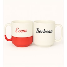 Bk Gift Kişiye Özel Kırmızı Ve Beyaz Taraftar İsimli İkili Kupa Bardak-1, Taraftar Hediyesi, Arkadaşa Hediyesi Kobitmeyencom34009 Bk Gift