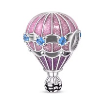 Fubena Taşlı Pembe Sıcak Hava Balonu Charm Gümüş