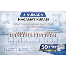 3 Numara Hacamat Kupası 50 Adet Vakumlu Kupa Bardak Dayanıklı Plastik Manuel Hacamat Kabı Seti Çok Renkli