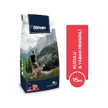 Obivan Kuzu Etli ve Yaban Mersinli Yetişkin Köpek Maması 15 KG