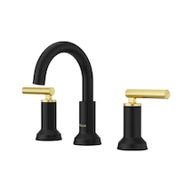 Pfister Capistrano Banyo Lavabo Bataryası, 8 İnç Yaygın, 2 Saplı, 3 Delikli, Mat Siyah Ve Fırçalanmış Altın Kaplama, Lf049csobbg Açık Bej