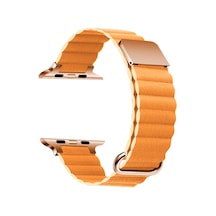 Watch 44mm Uyumlu Krd-78 Pu Deri Kordon Strap Kayış Sbt- Turuncu