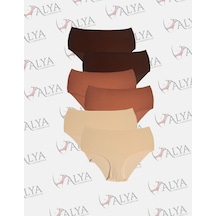 Alya Underwear Kadın Dikişsiz Külot Lazer Kesim Yüksek Bel İz Yapmayan Büyük Beden Hayalet Külot İzbırakmaz 6'lı Paket Kahve - Kiremit - Bej