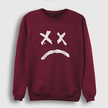 Presmono Unisex Sad Face Lil Peep Sweatshirt Bordo