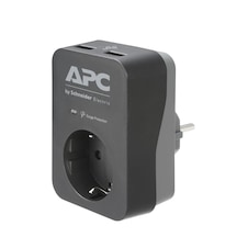 Apc By Schneider Electric PME1WU2B-GR Tekli Akım Korumalı Priz 2 USB Hızlı Şarj Çıkışlı Siyah