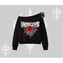 Beyaz Kayık Yaka Sweatshirt Spider Undercover Siyah