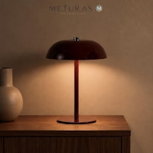 Şarjlı Dokunmatik Led Masa Lambası Sıcak, Gün Işığı Ve Beyaz Işık Seçenekli, Parlak Bordo Metal Gövdeli Modern Kubbe Tasarım, Type-c Kablolu, 17 22 Cm Diğer