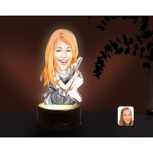 Kişiye Özel Kadın Kuaför Karikatürlü Dekoratif 3D Biblo Led Işıkl (481504868)