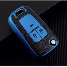 Chevrolet Uyumlu Cruze Lüx Anahtar Kılıfı Mavi Renk