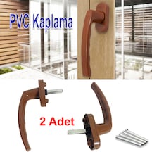 2 Adet Pvc Kaplama Pimapen Pencere Kapı Kolu Seti Kahverengi
