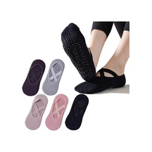 Jeehugo Kadınlar İçin 5 Çift Yoga Çorapları - İç Mekan Pilates Sporu, Zemin Kullanıma Uygun, Düz Renk, Ayak Bileği Bağcıklı Egzersiz Çorapları Diğer