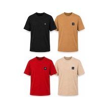 Hzr Wear Erkek Basic %100 Pamuk Bisiklet Yaka Regular Fit T-shirt 4'lü Set Çok Renkli