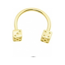 Glorria Altın Zar Yarım Halka Piercing Sarı