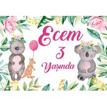 Sevimli Koala Temalı Doğum Günü Afişi 100x150 Cm