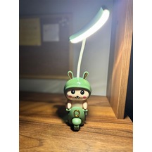 Sevimli Scooterlı Tavşan Masa Lambası Led Işıklı, Dekoratif & Fonksiyonel Yeşil