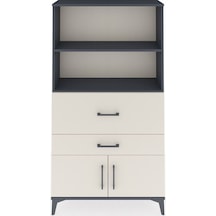 Arges Dolap 2 Raflı 2 Çekmeceli 2 Kapaklı 88x30x163 Antrasit-... Antrasit