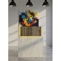 Resital Ledli Karşılama Bankosu G-90 Cm Ofis Kasa Resepsiyon Masası Banko-003-8-2