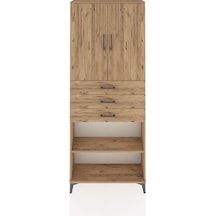 Arges Dolap 4 Raflı 3 Çekmeceli 2 Kapaklı 88x30x221 Çam-çam Atlas Çam