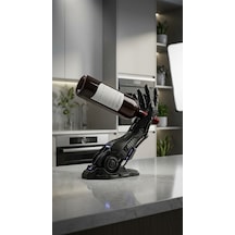 Robotik Cyborg Kol Şarap Şişesi Tutucu - Futuristik Mekanik El Tasarımlı Dekoratif Şaraplık