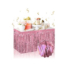 Kendinden Yapışkanlı Rose Gold Metalize Püsküllü Masa Eteği 75 X 275 Cm Parti Süslemesi 3+