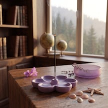 Minimalist Çiçek Tasarımlı 3d Baskı Mor Tütsülük - Dekoratif Modern Ev Aksesuarı Ve Tütsü Standı