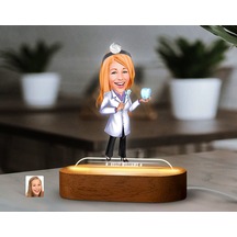 Bk Gift Kişiye Özel Kadın Diş Doktoru Karikatürlü Dekoratif 3d Biblo Led Işıklı Gece Lambası-1, Arkadaşa Hediye Kobitmeyen138305 Bk Gift