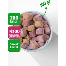 Freeze Dried Frambuazlı Cheesecake Kurutulmuş Çıtır Cheesecake Küpleri, Tatlı Küpleri Atıştırmalık - 100 Gr