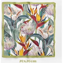 Ada Çiçekleri Desen 70 70cm Bandana/fular Çok Renkli