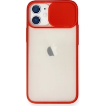 Newface Apple İphone 11 Kılıf Palm Buzlu Kamera Sürgülü Silikon - Kırmızı