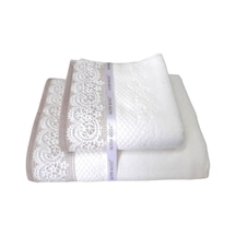 Evony Banyo Havlu Seti 2'li Bej 50x90cm+90x150cm