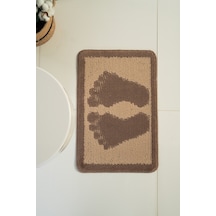 Buççin Online Mağaza Lux 40x60 Cm Ayak İzi Kahverengi Banyo Paspası Polipropilen Orta 6 - 12 Mm Kahverengi Çok Renkli