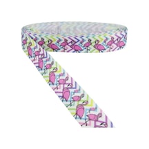 Renkli Flamingo Resimli Grogren Kurdela 2.5 Cm-1 Metre 6