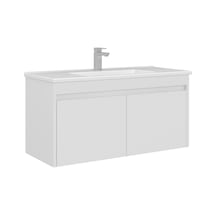 Orka Arno 100 Cm Parlak Beyaz Kapaklı Banyo Dolabı Alt Modül Lavabo Beyaz