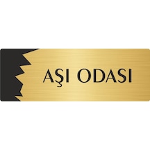 Metal Departman Kapı İsimliği, Yönlendirme Levhası Aşı Odası 10x20 Cm Altın Renk