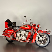 Kırmızı Alev Motifli El Yapımı Metal Motosiklet Biblo 25 Cm